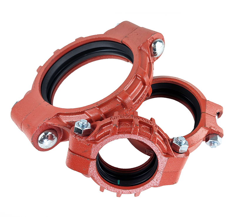 Red Victaulic couplings